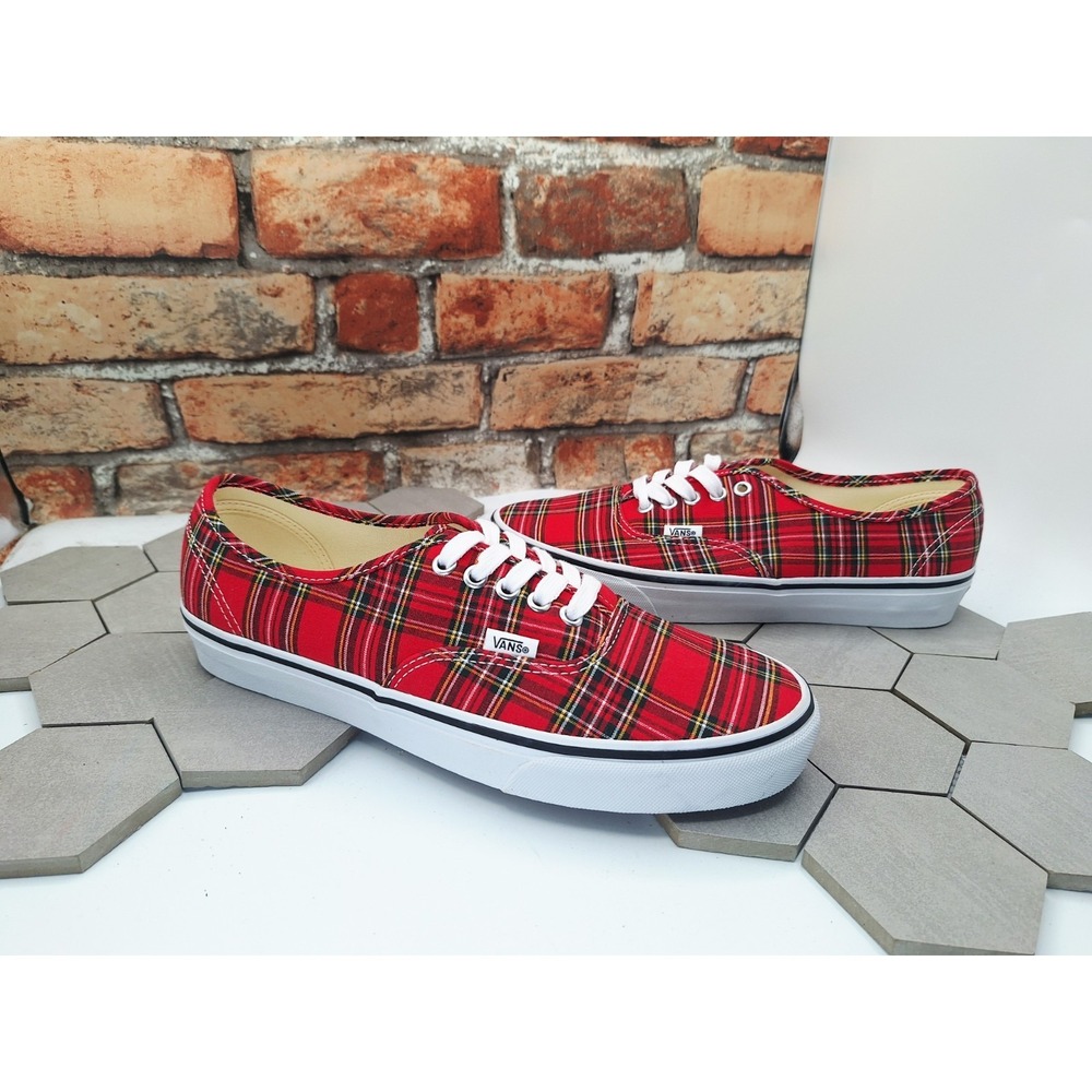 Vans Authentic British Plaid Red White Men's 9 Tartan Canvas Skate Sneakers Rare